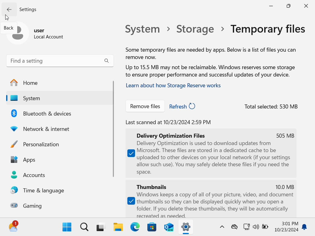 Remove temporary files in Windows 11